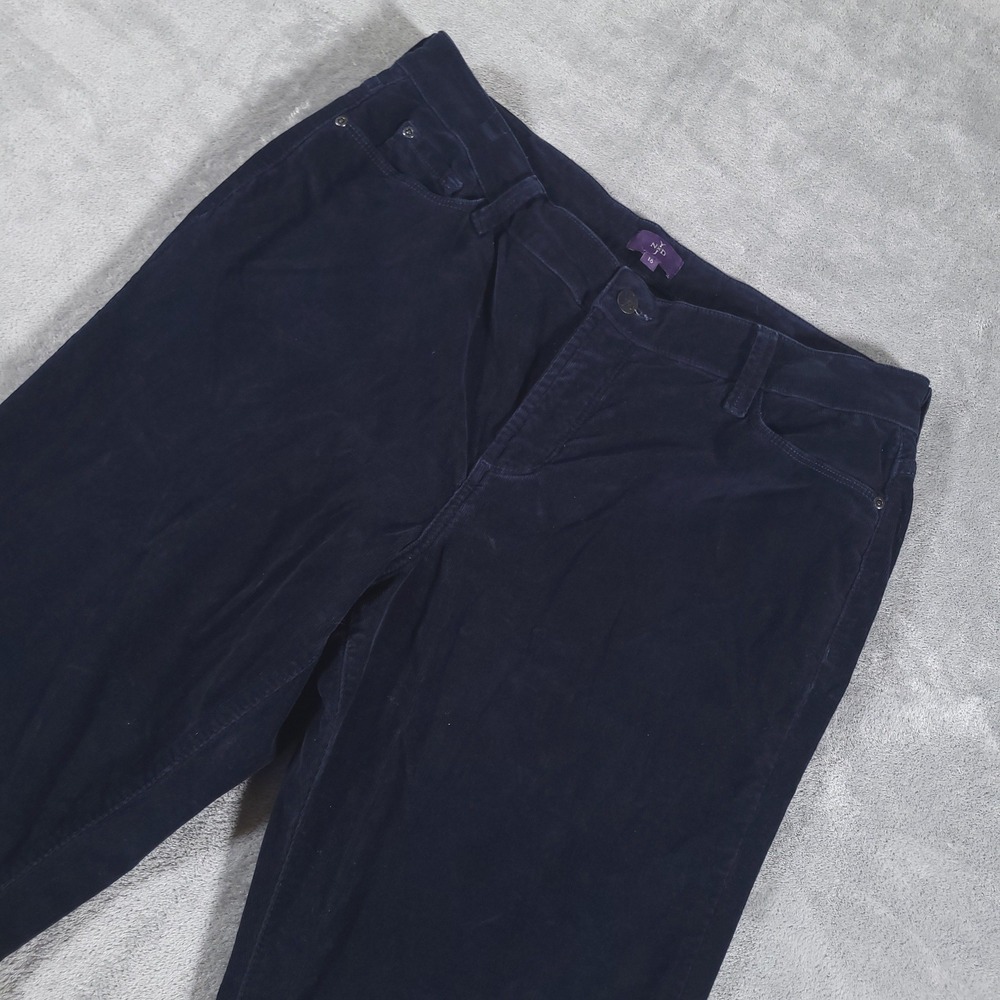 NYDJ Pants Women 16 Navy Blue Straight Corduroy Stretch Casual Classic Mid‎ Rise